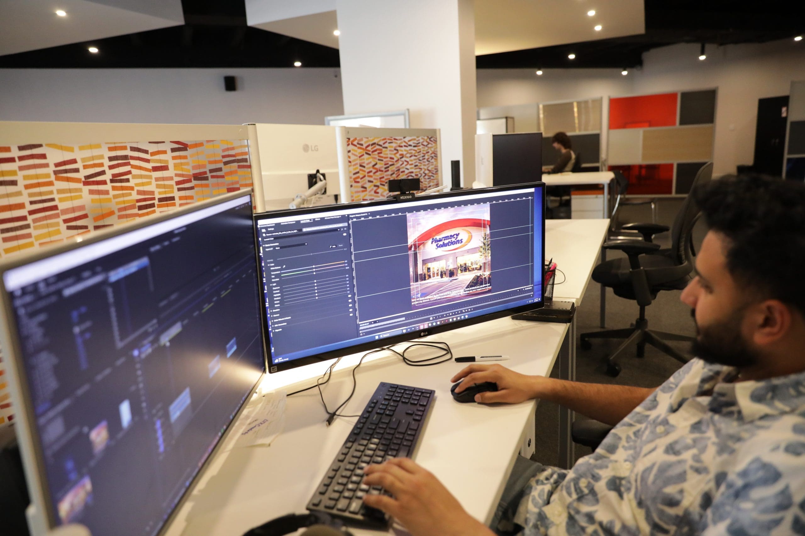 Computer monitors in the D2 design studio